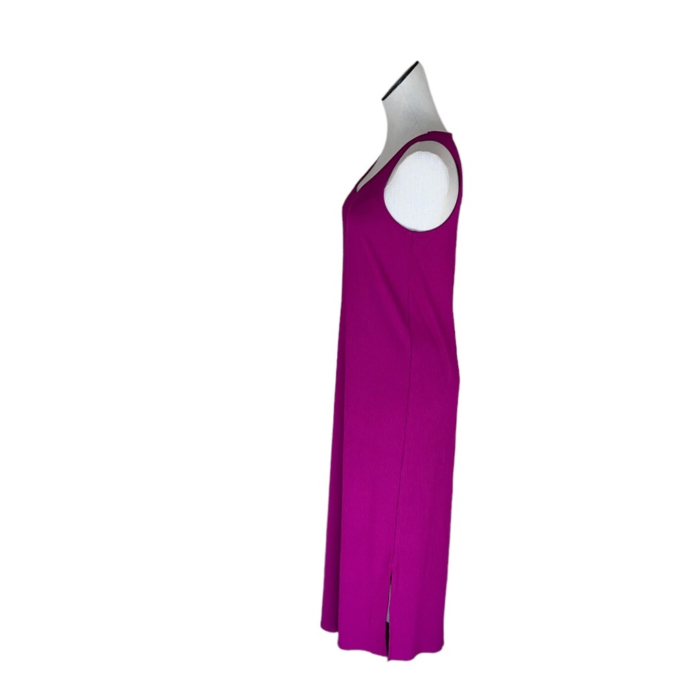NWT LOFT RIBBED MAXI DRESS SIDE SLIT SMALL IN FUCHSIA Pink / Purple - Picture 3 of 6